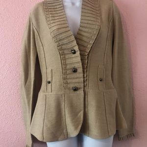White House Black Market Military Sweater Tan